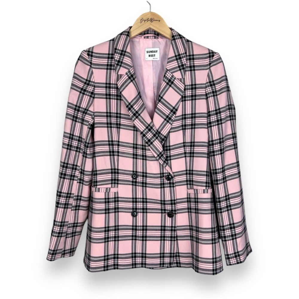 Sunday Best (Aritzia) RARE Galt Plaid Blazer, Powder Pink M